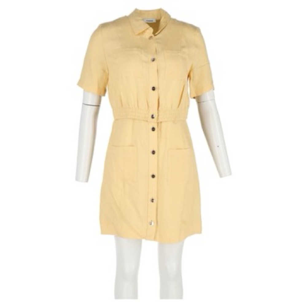 Sandro Yellow A-Line Puff Sleeve Mini Dress size 38